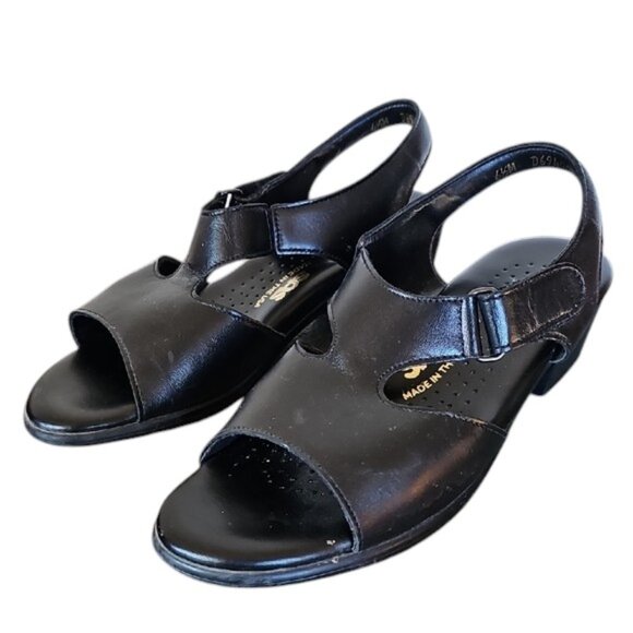 SAS Tripad Comfort Black Leather Open-Toe Sandals Made in USA D6940066 Size 6.5 - Picture 3 of 13